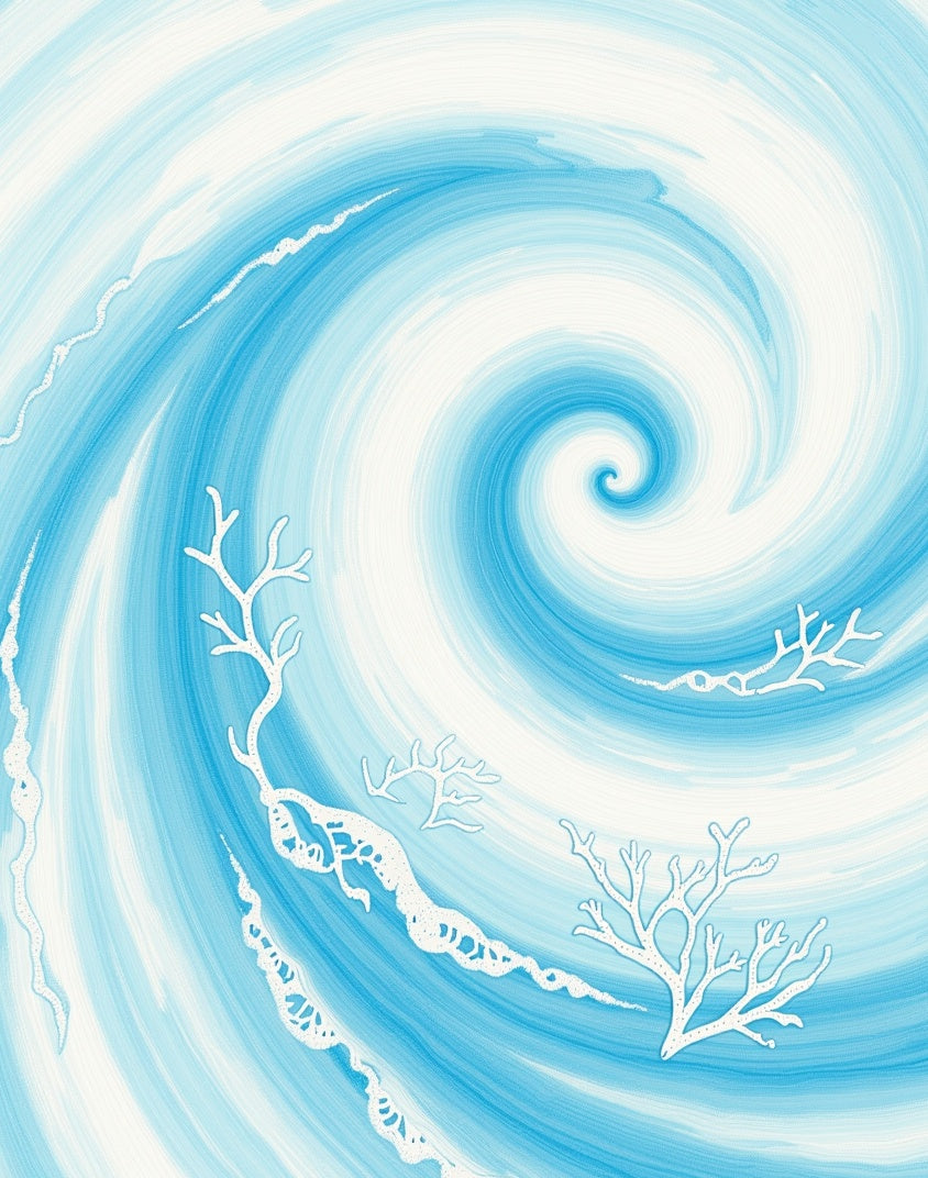 Oceanic Swirl Coral Pattern Rug