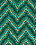 Emerald And Gold Chevron Pattern Rug