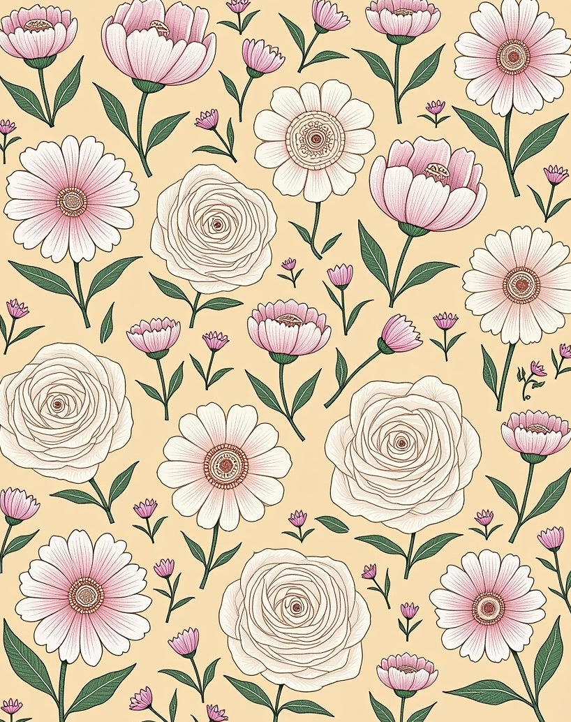 Delicate Floral Meadow Pattern Rug