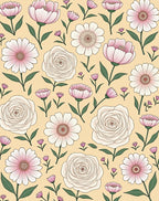 Delicate Floral Meadow Pattern Rug