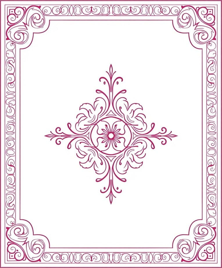Ornate Floral Scrollwork With Border Design Rug