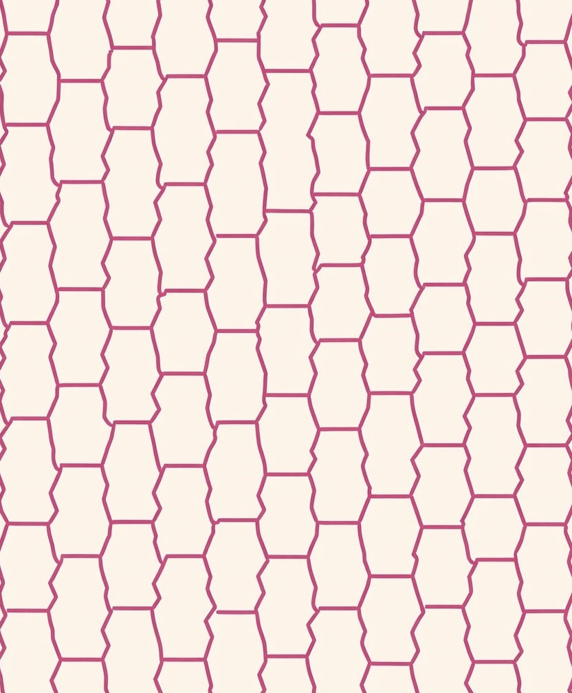 Cracked Hexagonal Pink Geometric Pattern Rug