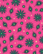 Fuchsia Green Floral Star Burst Rug