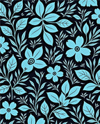 Light Blue Floral Silhouette Pattern Rug