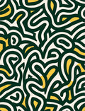 Abstract Swirls Dark Green Gold Rug