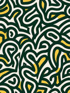 Abstract Swirls Dark Green Gold Rug