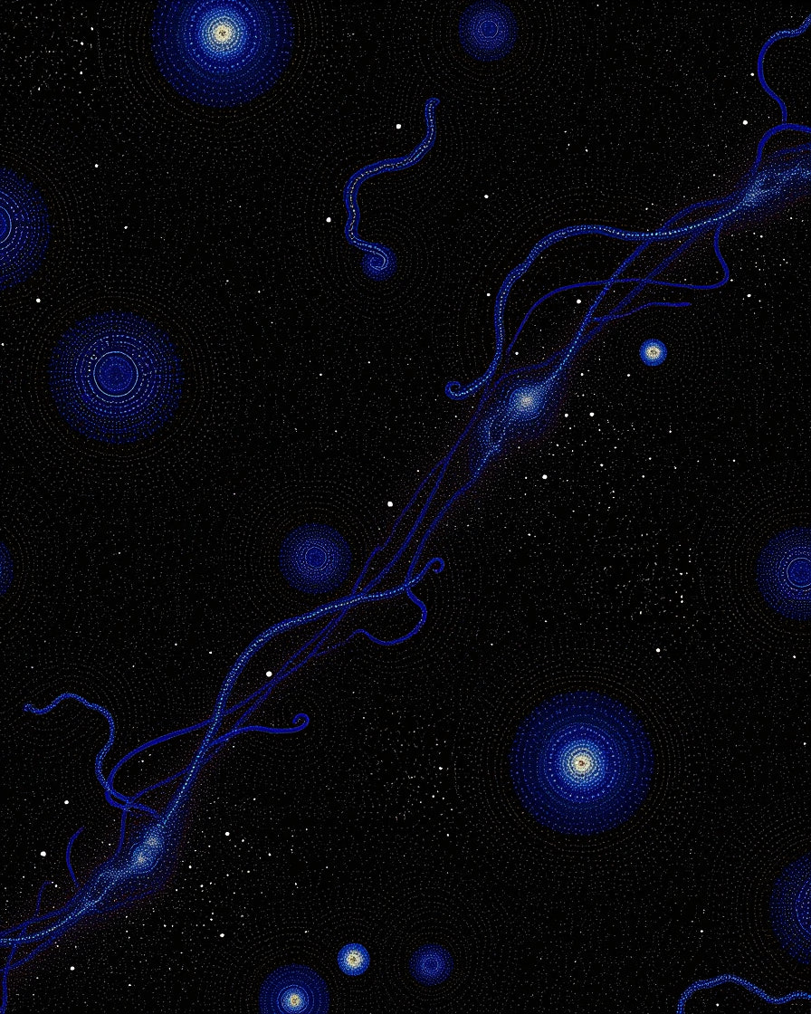 Cosmic Blue Swirl Starburst Pattern Rug