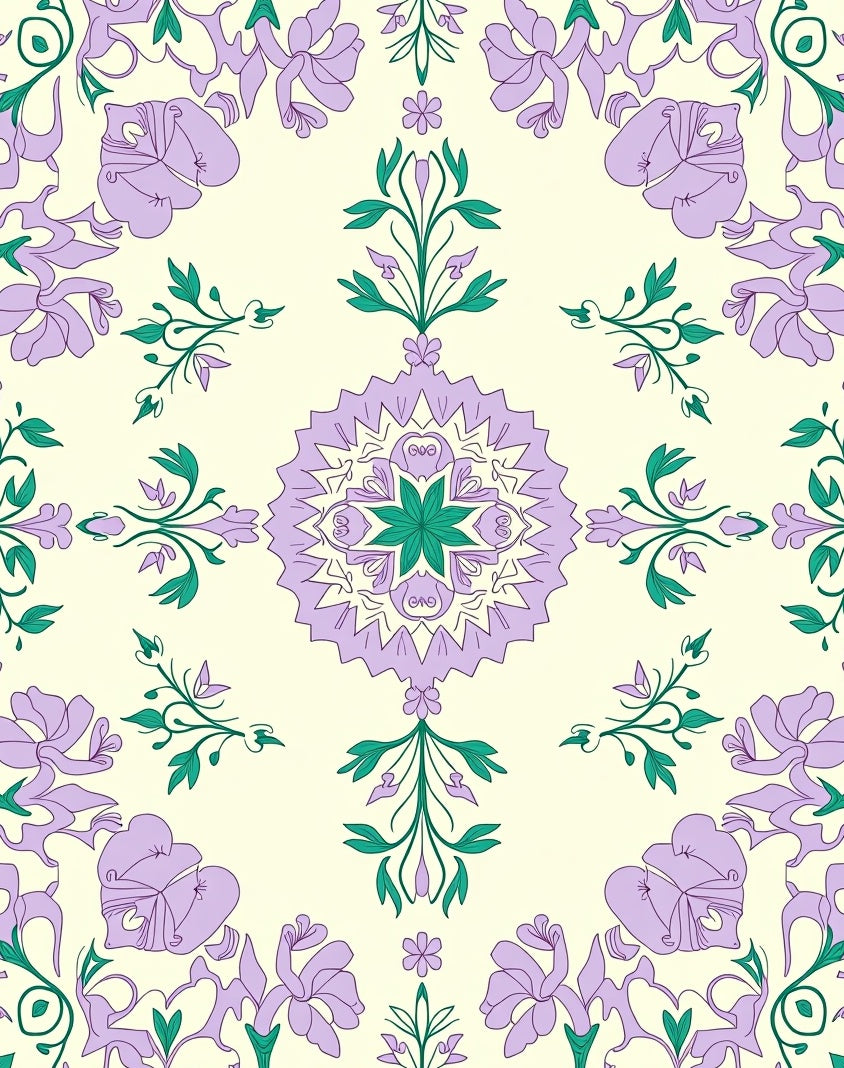 Elegant Lavender Floral Mandala Design Rug