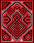 Bold Geometric Red Tribal Pattern Rug
