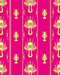 Yellow Fan Patterned Bright Rug