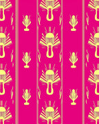Yellow Fan Patterned Bright Rug