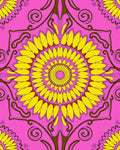 Bright Pink Yellow Sun Mandala Rug
