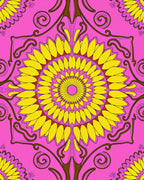 Bright Pink Yellow Sun Mandala Rug