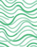 Wavy Green Intertwining Lines Pattern Rug