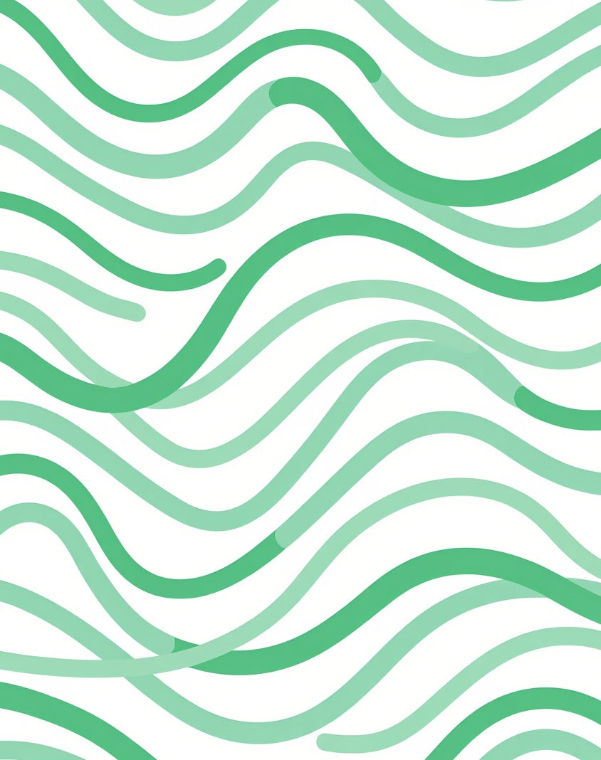 Wavy Green Intertwining Lines Pattern Rug