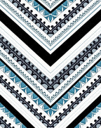 Chevron Black Teal Leaf Bands Rug