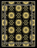 Gold Sunburst Floral Motif Rug