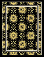 Gold Sunburst Floral Motif Rug