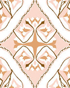 Blush Tan Floral Geometric Pattern Design Rug