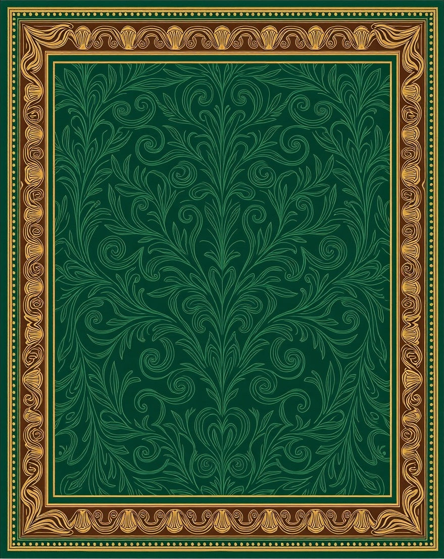 Ornate Verdant Vine Scrollwork Rug
