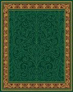 Ornate Verdant Vine Scrollwork Rug