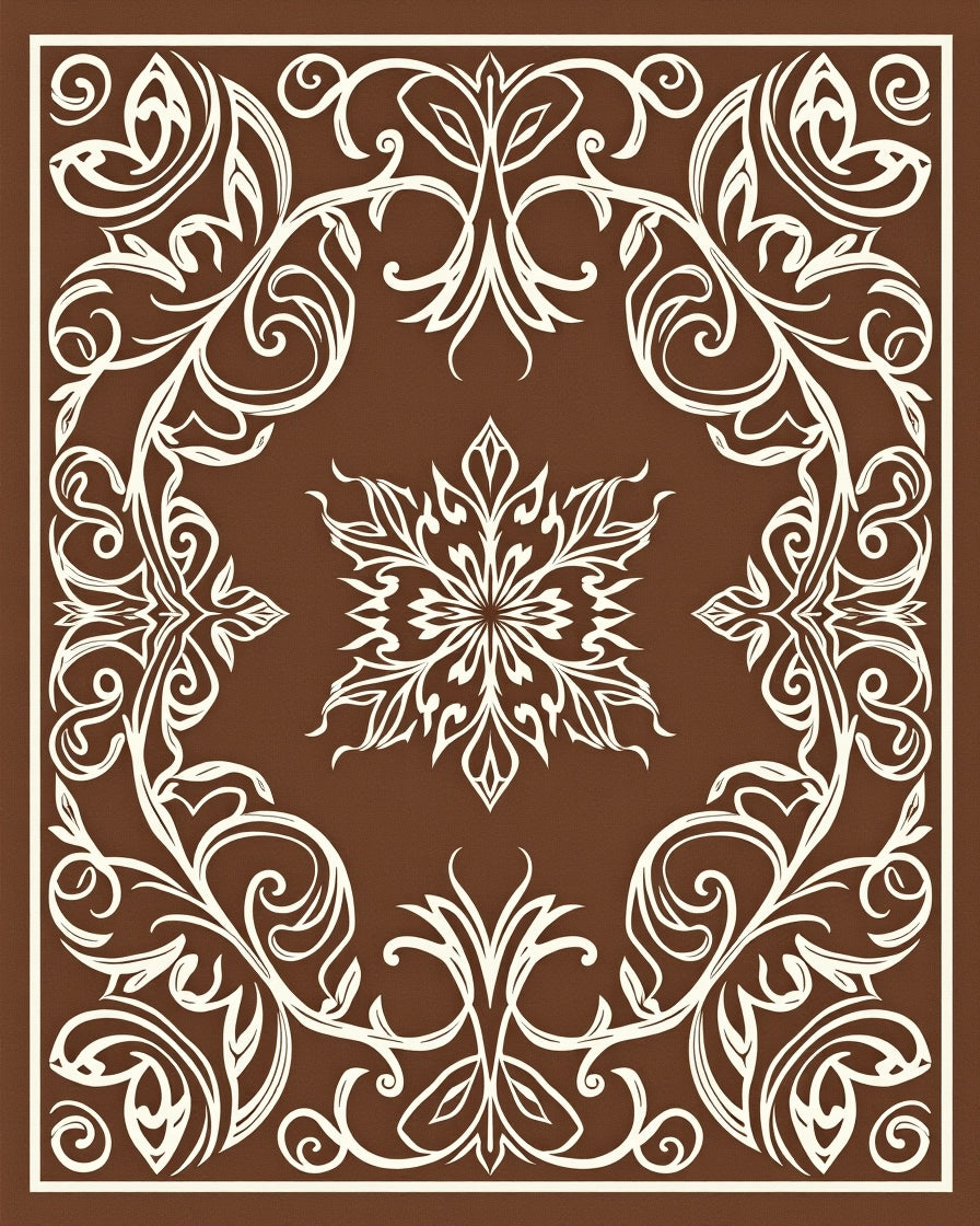 Elegant White Floral Scrollwork Rug