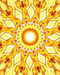 Radiant Yellow Sunburst Mandala Design Rug