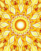 Radiant Yellow Sunburst Mandala Design Rug