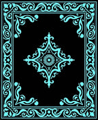 Classic Teal Floral Medallion Frame Rug