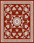 Ornate Red Floral Sunburst Pattern Rug