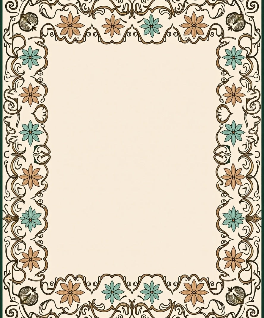 Floral Swirl Vine Border Design Rug