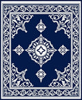 Ornate White Cobalt Indian Motif Rug
