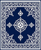 Ornate White Cobalt Indian Motif Rug