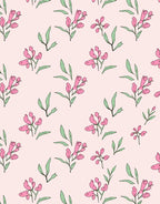 Pink Botanical Sketch Pattern Rug