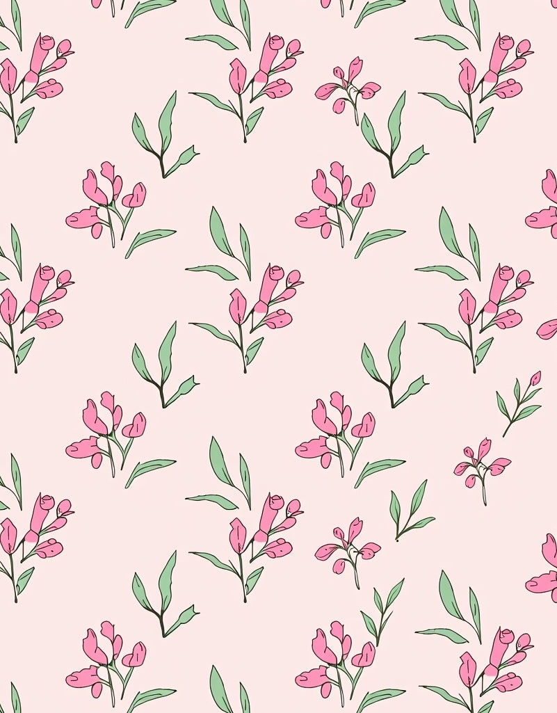 Pink Botanical Sketch Pattern Rug