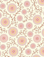 Pink Floral Scrollwork Pattern Design Rug