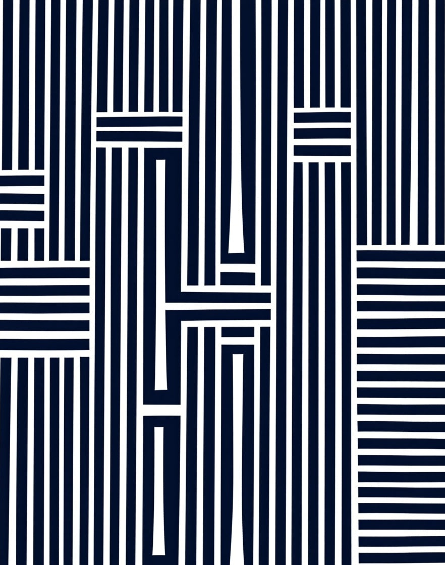Naval White Bold Geometric Stripes Rug