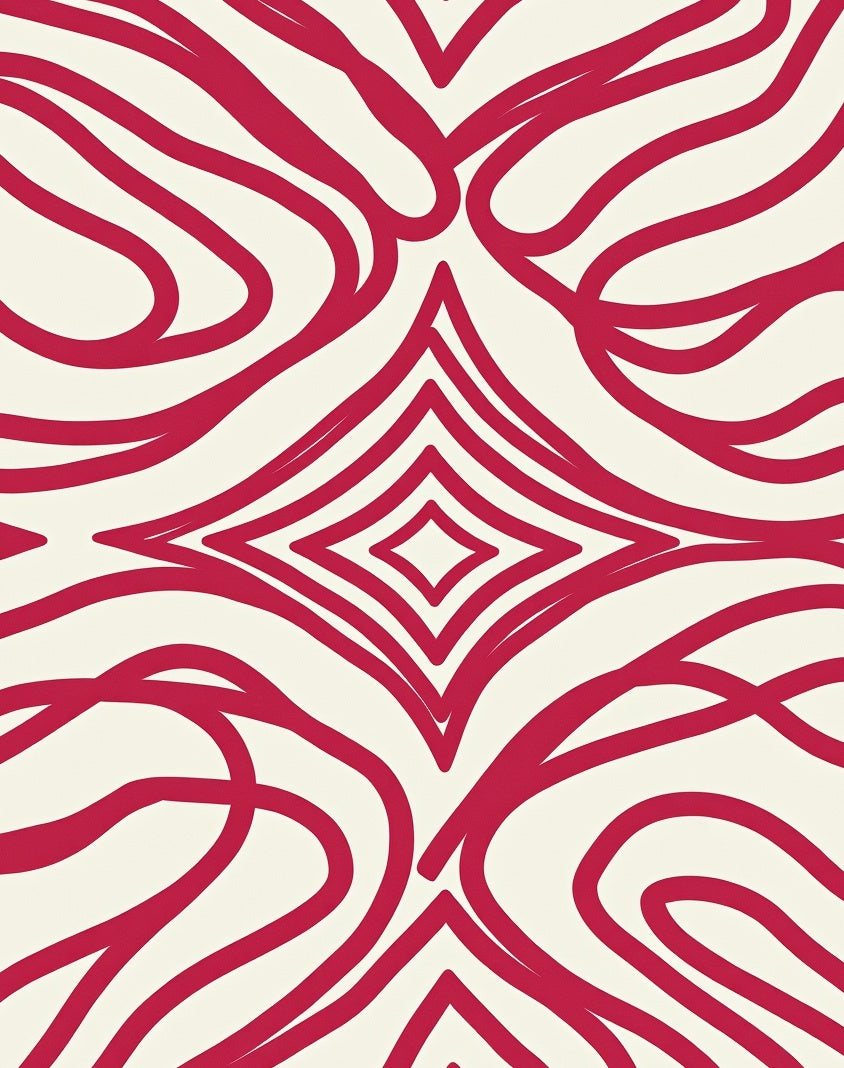 Modern Red Swirls Rhombus Pattern Rug