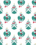Forest Teal Red Berry Christmas Trees Rug