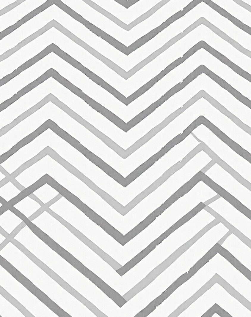 Modern Gray Geometric Chevron Pattern Rug