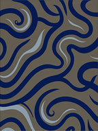 Abstract Blue Swirl Pattern Rug