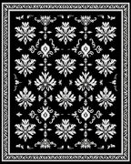 Classic Black White Floral Damask Rug