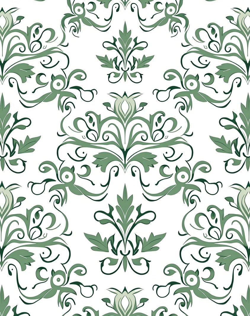 Classic Floral Swirls Art Deco Pattern Rug