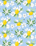 White Floral Lemon Pattern Rug