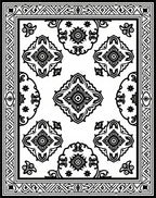 Black White Classic Damask Tile Rug