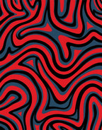 Red Black Blue Swirl Pattern Rug