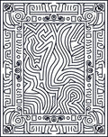 Abstract Maze Scroll Pattern Rug