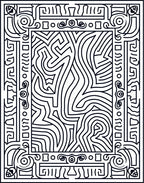 Abstract Maze Scroll Pattern Rug