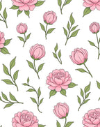 Pink Floral Branches Pattern Rug