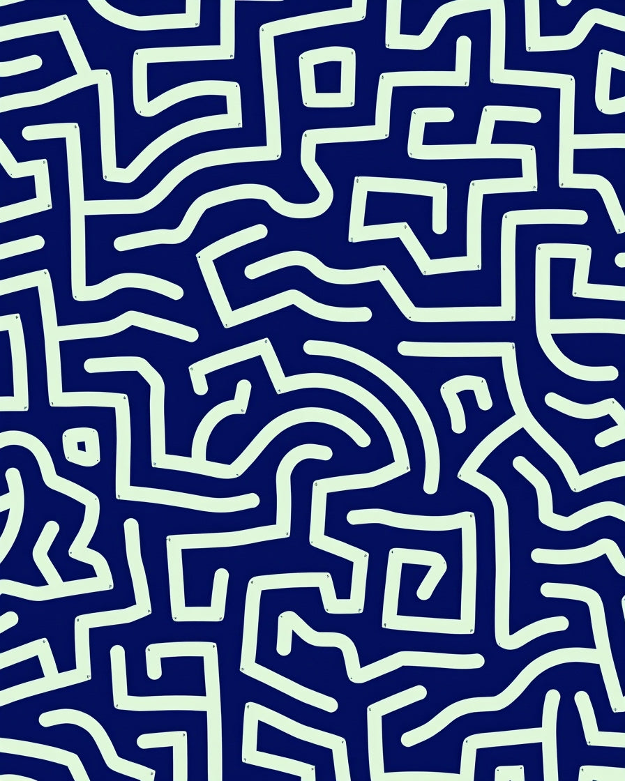 Abstract Maze Pattern Rug